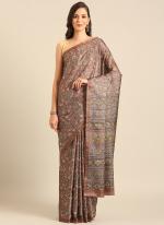 Cotton Brown Casual Wear Printed Saree